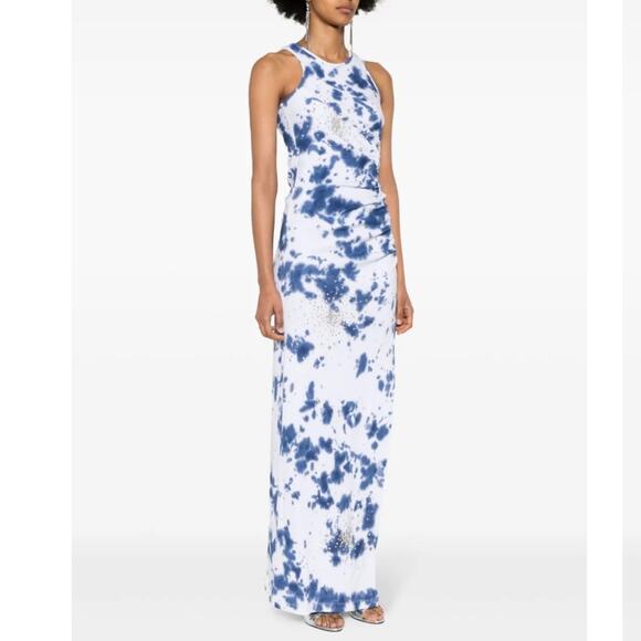 New DES PHEMMES Crystal-Embellished Tie-Dye Maxi Dress Women’s SIZE 2 (38) - Picture 3 of 15